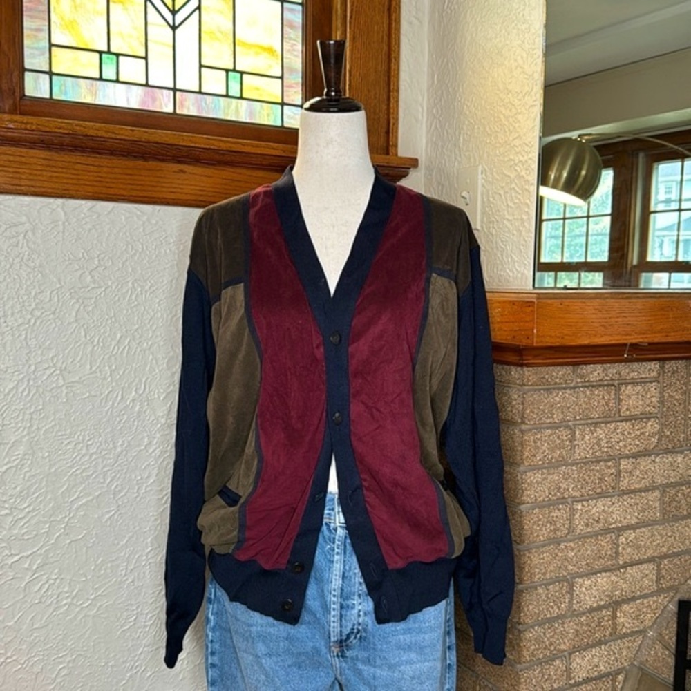 Dalmine Vintage Italian Suede Patchwork Cardigan